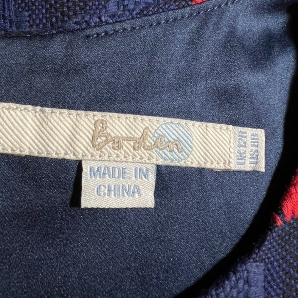 BODEN Tweed Navy & Red Preppy Midi Dress S. 8 - Picture 7 of 8